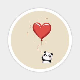 Cute Panda Holding A Heart Shaped Balloon Magnet